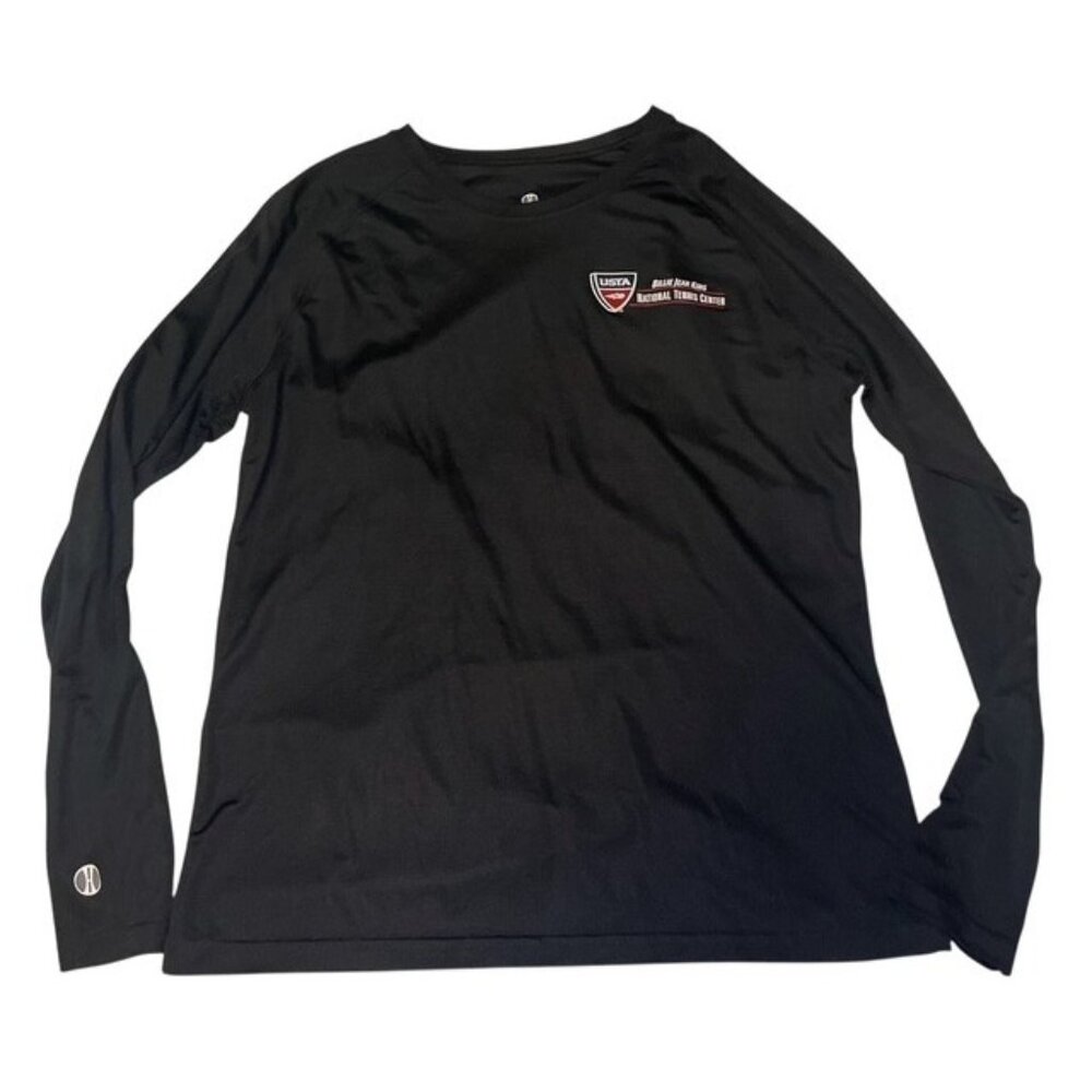 USTA Billie Jean King Tennis Center Black Long Sleeve Shirt Womens Small